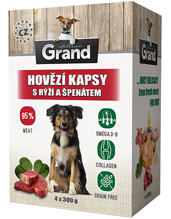WOŁOWINA GRAND DELUXE Z RYŻEM I SZPINAKIEM SOCZYSTY PRZYSMAK MIĘSNY 4 x 300 g